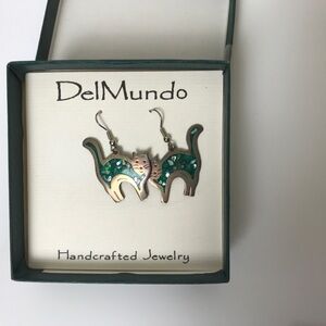 Del Mundo Hand Crafted Cat Earrings